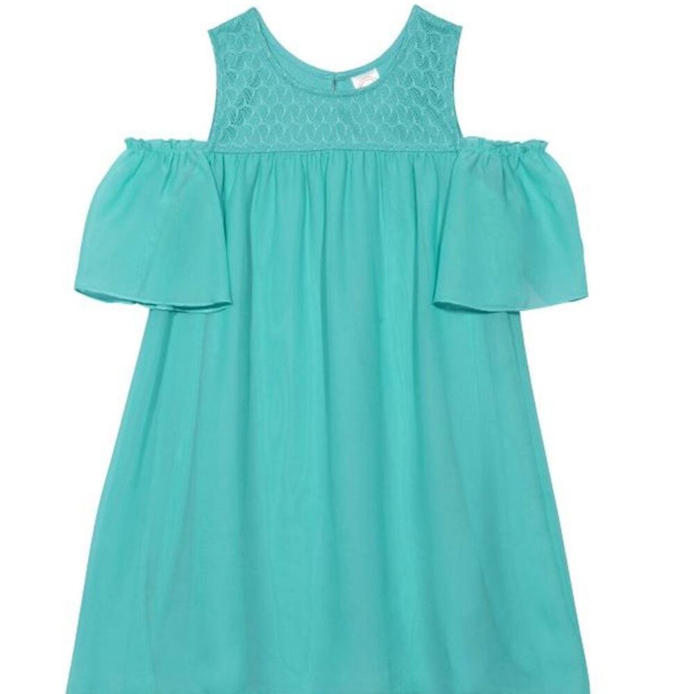 Wonder Nation Girls Cold Shoulder Lace Yoke Shift Dress Size M (7-8)